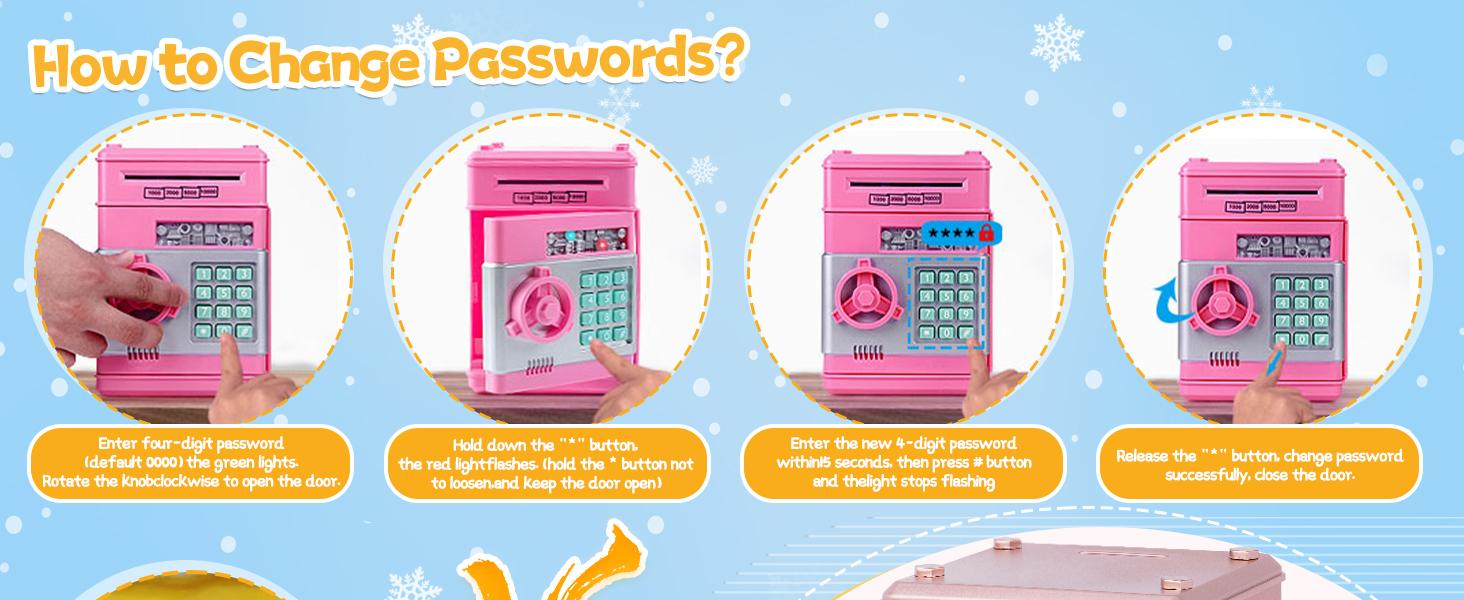 Pink Electronic Piggy Bank with Password Lock | Auto Bill Slot, Great for Kids 4-12, Fun Money Saver Gift
