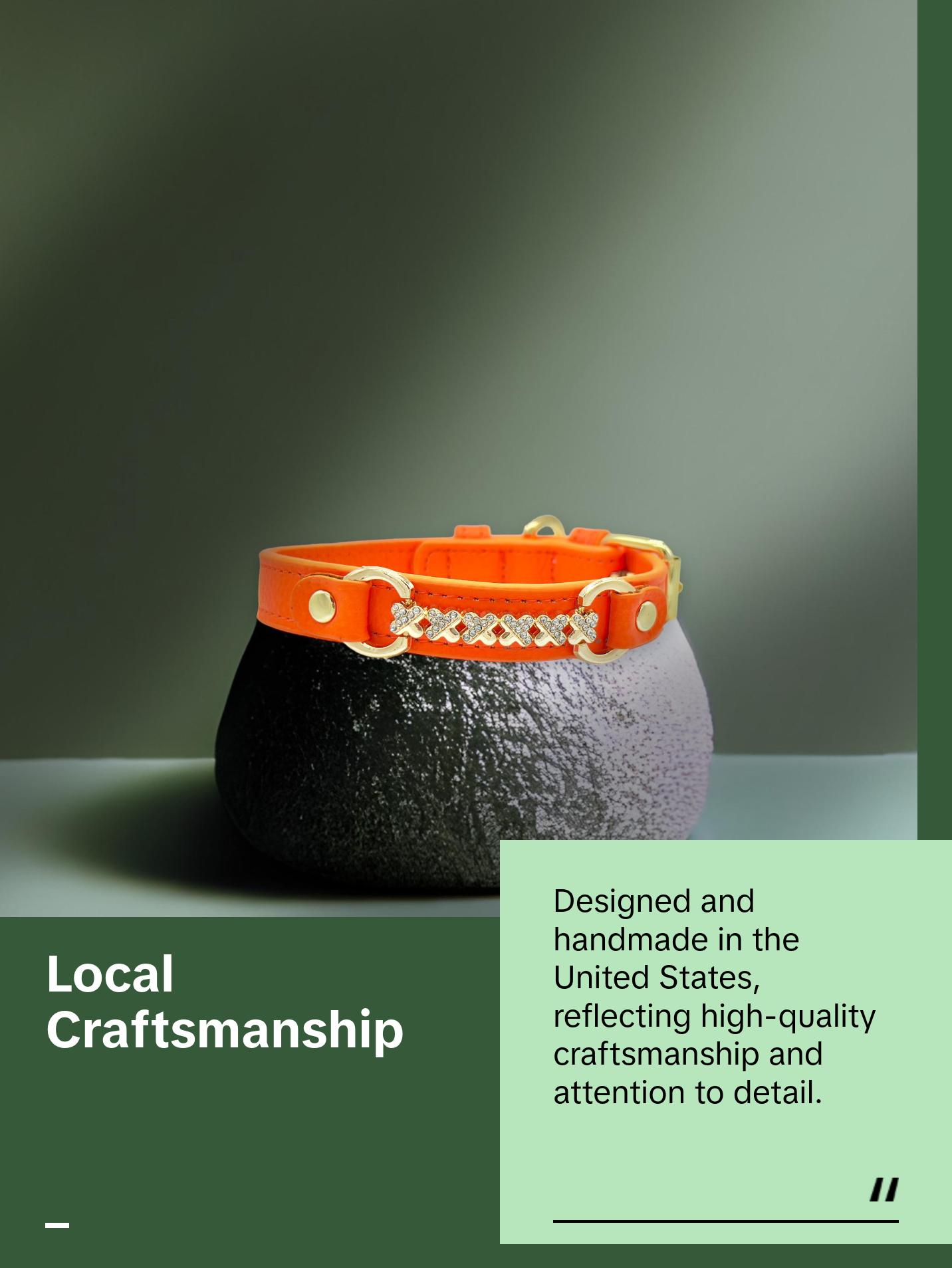 MAXIMA Handmade Leather Dog Collar (Orange and Turquoise)