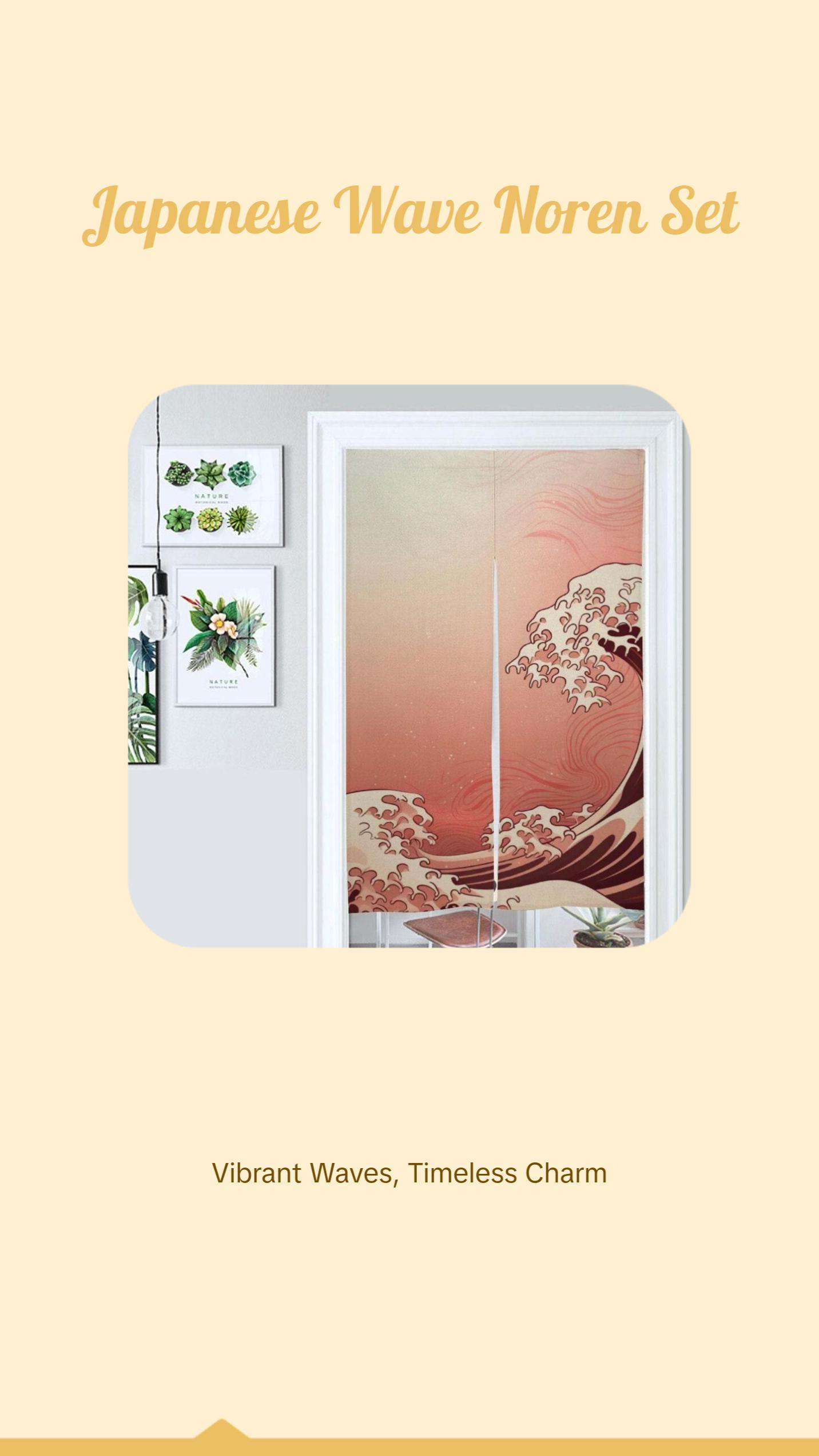 Japanese Noren, Japanese Door Curtain, Japanese Pattern Curtain, Japanese Waves curtain, Door Curtain, Room Divider, Japan Landscape Decor