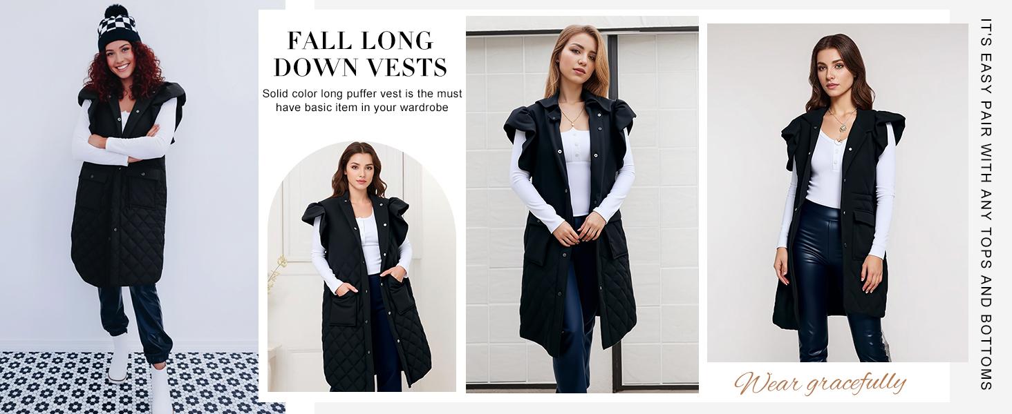 Tankaneo Womens Long Puffer Vest Ruffle Sleeve Winter Coats Hood Sleeveless Quilted Jackets Outwear Tankaneo Womens Long Puffer Vest Ruffle Sleeve Winter Coats Hood Sleeveless Quilted Jackets Outwear