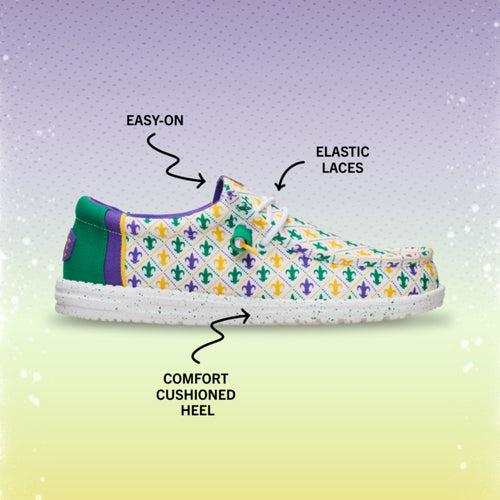 HEYDUDE Wally Mardi Gras - Comfortable Slip on Shoes for Men