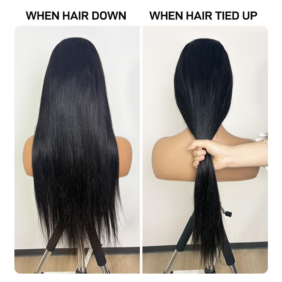 Yawawe Hair 28/30inch 13x6 Lace Frontal Wigs human hair 7x5 Wear Go Glueless Wigs Natural Black Straight lace front human hair wig For Women Medium Size Cap Pre-plucked Pre-bleached Transparent Lace Wigs With Baby Hair Customizable