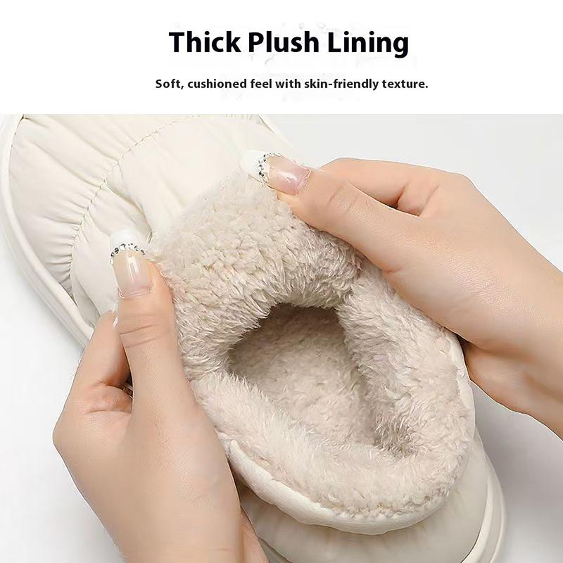 Puffy Cloud House Slippers Cozy Fuzzy Lined Thick Sole Winter Shoes Trendy Bread Style Warm Keeping Heat Retention winter warm fleece