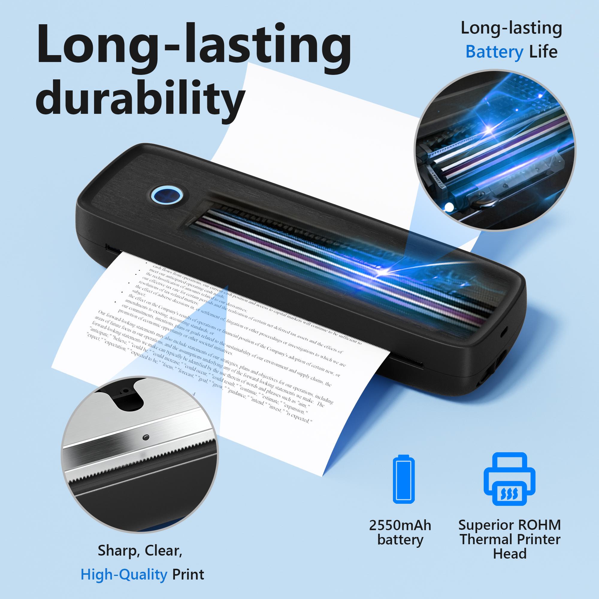 LABEER Wireless Portable Printer - For Travel，Bluetooth Thermal Printer Supports 8.5"x11" US Letter, Legal, A4 & A5 Paper | Inkless Mobile Printer for iOS, Android, Laptop | for Office, Car, Home