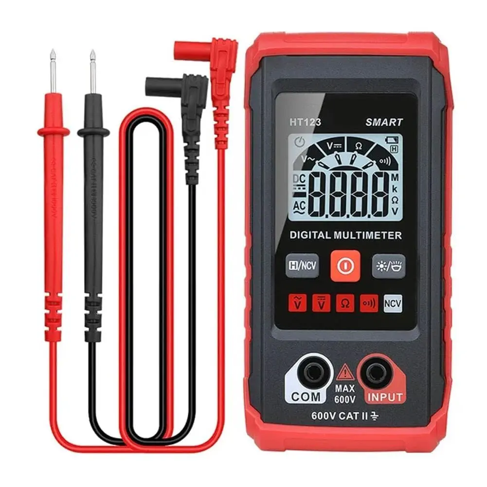 HT123 TM-510 Smart Digital Multimeter - 4000 Counts Non-Contact Voltage Check Tool with Data Hold, Backlight Display, Silicone Cover, Auto Shutdown for Electronics, Car Owners, Daily Use