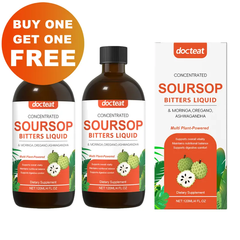 Soursop Bitters Liquid for Gut Cleanse, Detox, Digestive Health & Immune Support – Natural Formula with Moringa, Oregano, Ashwagandha & Soursop Leaves