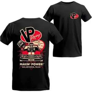 VP Racing Fuels T-Shirt, 'Makin' Power' with Red Muscle Car Graphic, Bold & Cool for Racing Fans