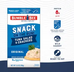 Bumble Bee Snack On The Run Original Tuna Salad with Crackers Kit (Pack of 3) - Ready to Eat Protein Snack Pack - 8g Protein per Box - Wild Caught MSC Certified Tuna