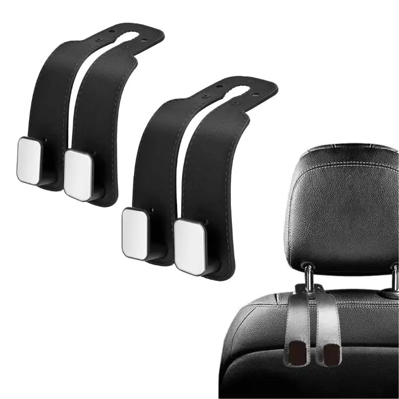 Joytutus 2-Piece Black Car Seat Headrest Hooks, Multi-Functional Purse Holder for Car, Double-Hook Organizer for Bags Smartphones, Automotive Stowing & Tidying Accessory
