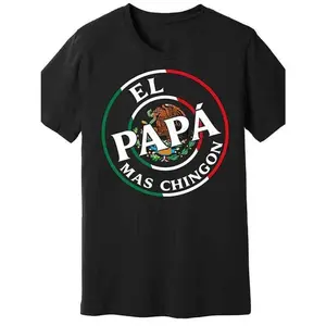 Trendy fashion Soft & Comfy T shirt Father's Day El Papa Mas Chingon Funny Mexican Dad Premium T-shirt Funny men short sleeve graphic T-shirt series black Streetwear Breathable