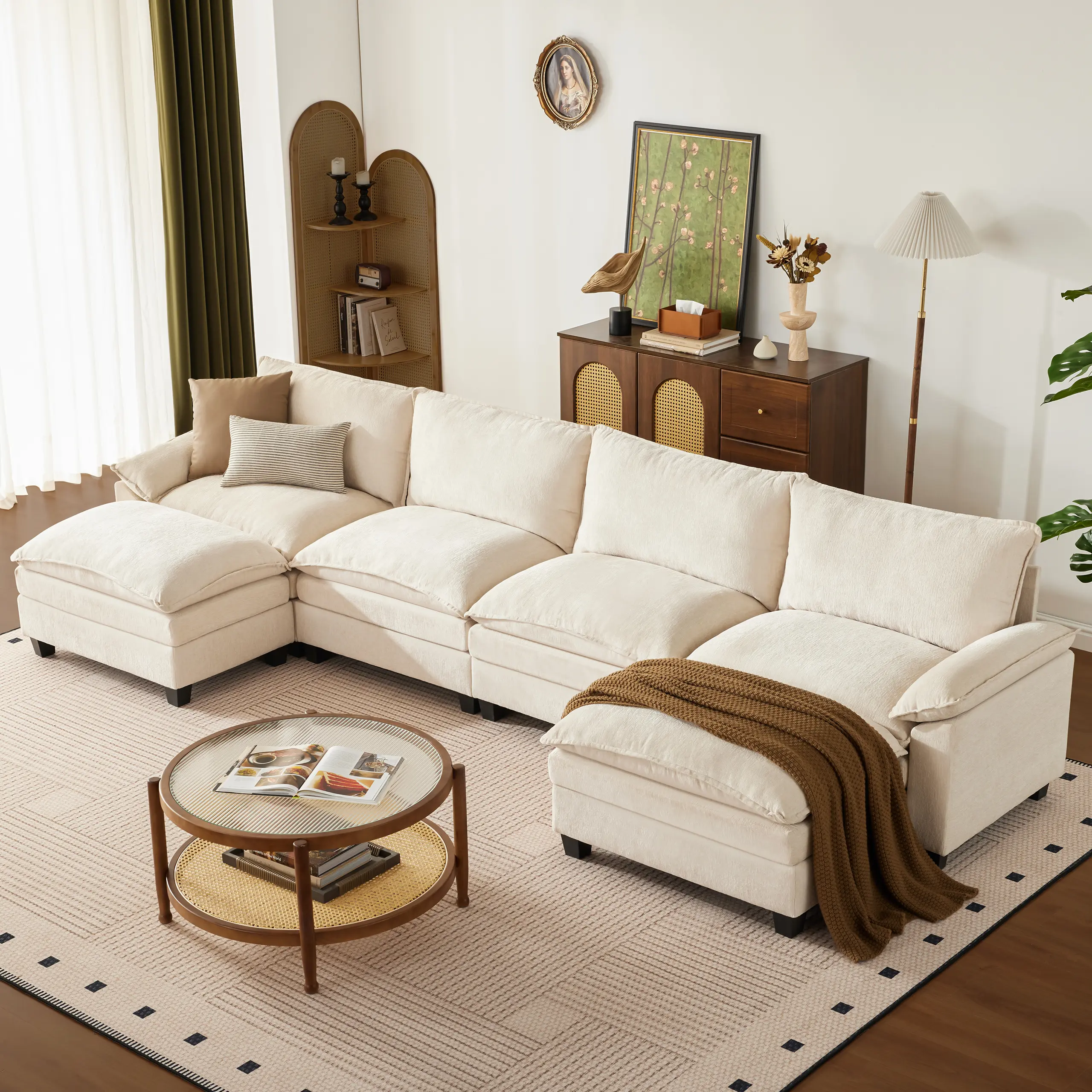 【2-3 Packages】115-149 Inch Modular Couch Sectionals with Ottoman, Big Comfy Cloud Couches, L/U Shaped 4-6 Seats Modular Sectional Sofa, Modern Cloud Sectional Couches for Living Room, Deep Seat Sofa