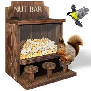 Wooden Bird Feeder, Wild Bird Feeder, Durable Nut Bar Box for Corn & Peanut, Outdoor Bird Feeding Tool, Pet Supplies for Squirrels, Birds, Small Animals