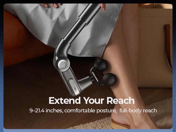 KingPavonini Foldable Massage Gun with Dual-Ball Head, Adjustable Head & Extendable Handle, Handheld Back Massage Gun, Portable Percussion Massager Gun, Gift for Men Women