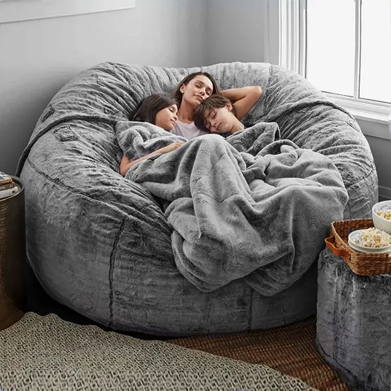 5FT/6FT Jumbo Bean bag Lazy sofa with filler Bean bagChair Ship Free High-Rebound Memory Foam FurnitureFlannel Cover Removable outdoorfun