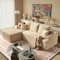 96" Beige L Shaped Sofa with Left Chaise