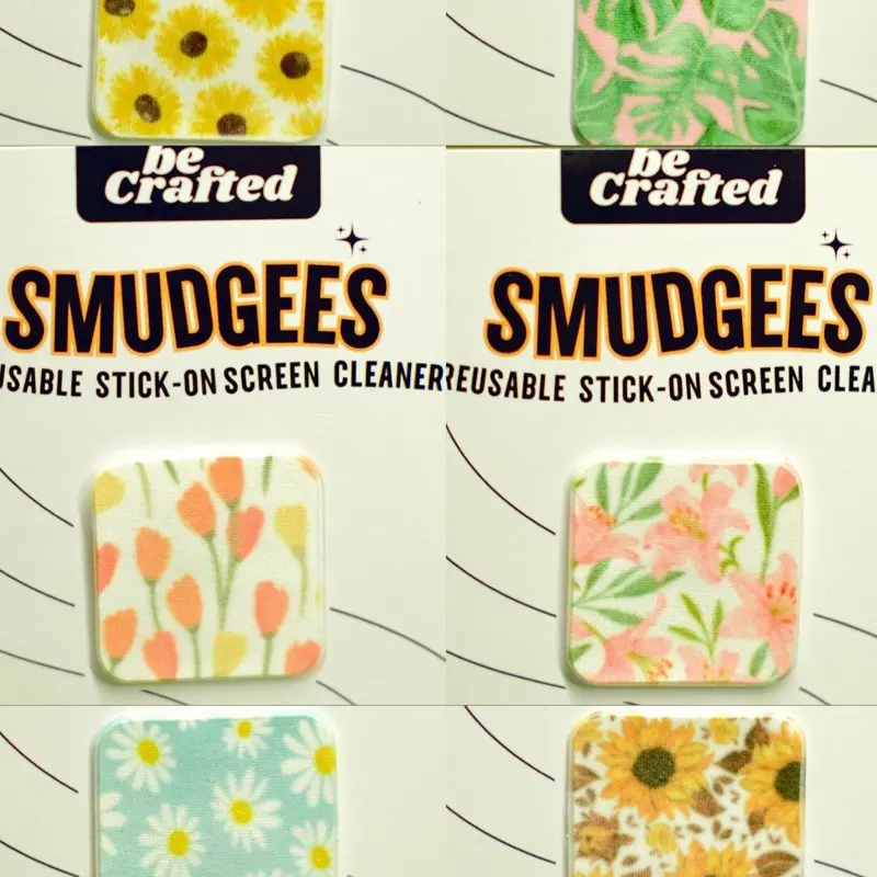 SMUDGEES Reusable Stick-on Screen Cleaner FLOWER Designs or message for custom design/ request