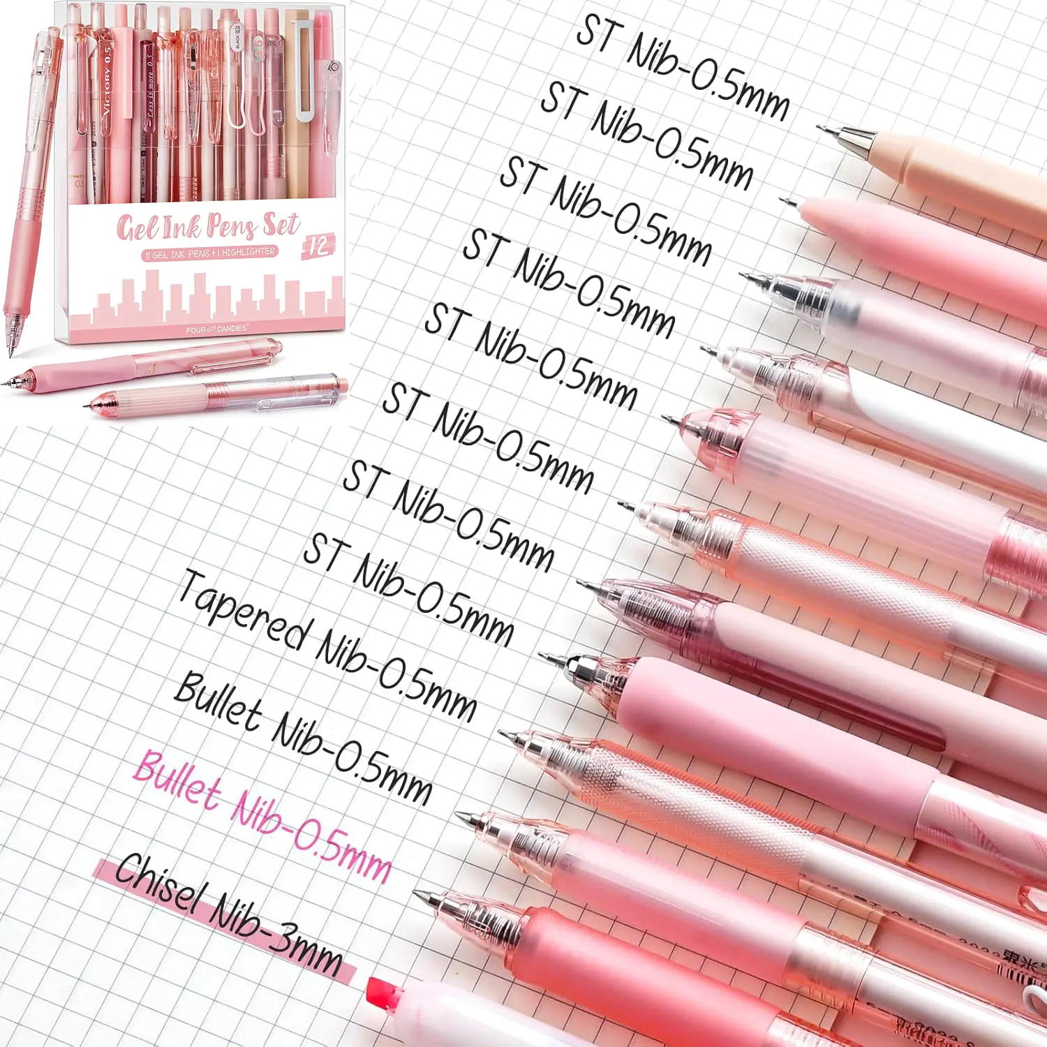 12pack/Pink(black ink*11+Highlighter*1)