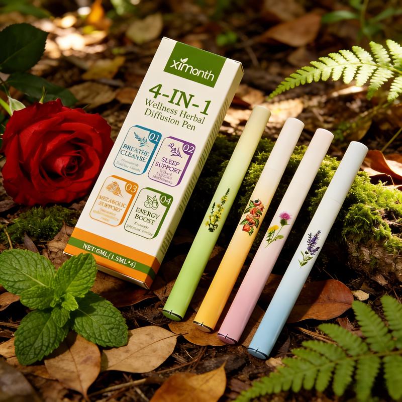 4-IN-1 Wellness Herbal Diffusion Pen Lavender & Sage Extracts for Lung Detox, Breath Refreshing & Stress Relief