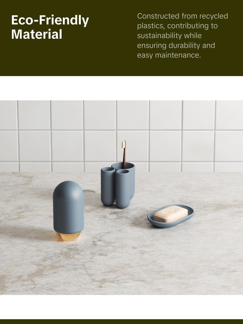 Umbra Touch Toothbrush Holder, Modern Organizer with 3 Compartments, Compact Design, Made with Recycled Plastics - Choose Your Pack Box Matte