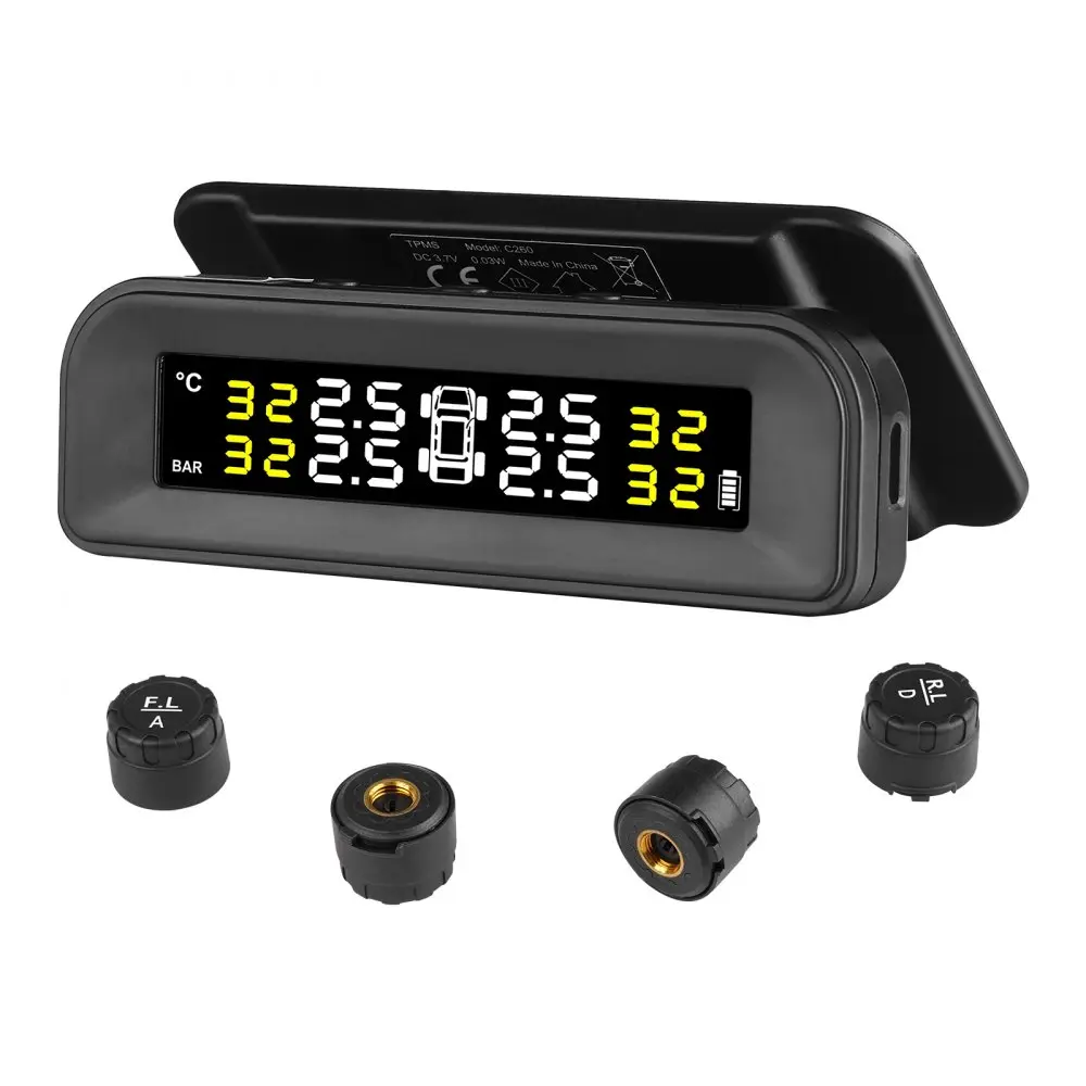 【Summerfinds】VEVOR RV Vehicle Tire Pressure Monitoring System (TPMS) - Real-Time Solar-Powered4 Sensors for Trailers, Car, Truck