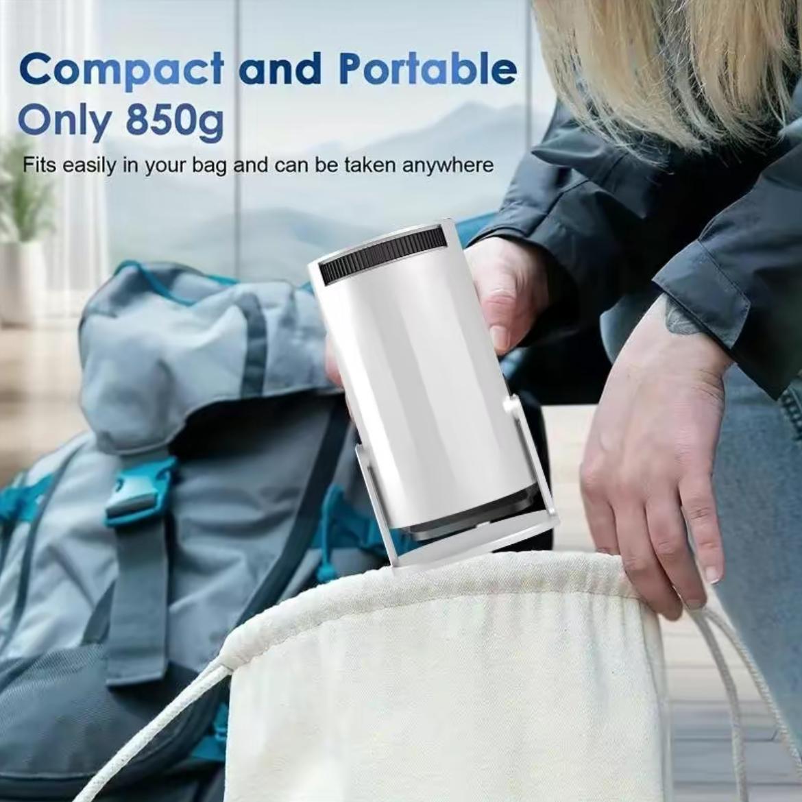 4K  Pro Portable Projector with Android 11Dual Wifi6 290ANS| Built-in Speaker AppstoreAllwinner H713 BT5.4 Cinema Outdoor MiniProjector WFl6 Remote Control Included Projector2025 White Wireless Audio Screen