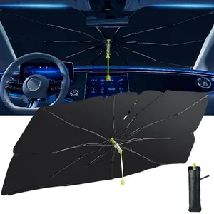 55" Car Windshield Sun Shade Umbrella Foldable Sunshade Cover, Folding UV Block Protector Front Sunscreen Heat Reflective Visor Protection Umbrella
