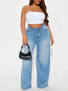 Beachfront Drapey Wide Leg Jeans - Vintage Wash