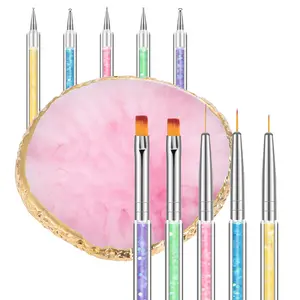 6 Pcs in 1 Set Resin Nail Art Palette with 5 Nail Brushes, Nail Tech Supplies Tools Nail Polish Mixing Palette Double-Ended Dotting Pen for Nail Art No brand
