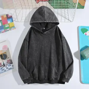Unisex solid-color washed hooded sweatshirt, plain shirt, available in a variety of colors, classic neckline design, original design.