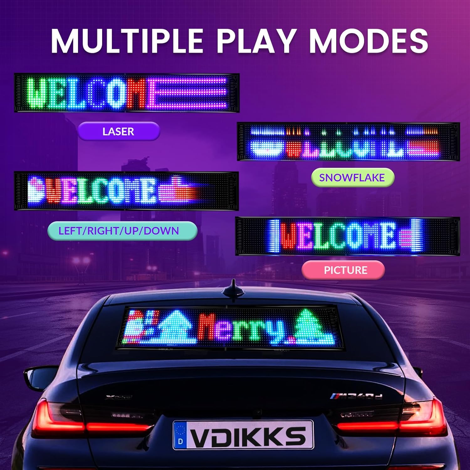 LED Car Sign Programmable Matrix Panel FPCB Flexible Screen Display APP Control for Cars Shops Bars Parties Festivals Customizable Message Scrolling Bright Advertising - Vehicle