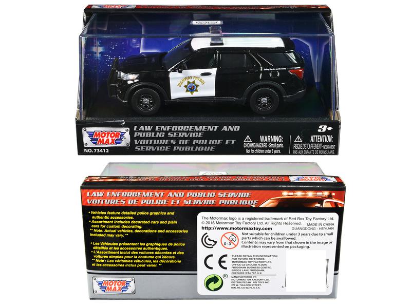 2022 Ford Police Interceptor Utility "California Highway Patrol" Black and White 1/43 Diecast Model Car by Motormax