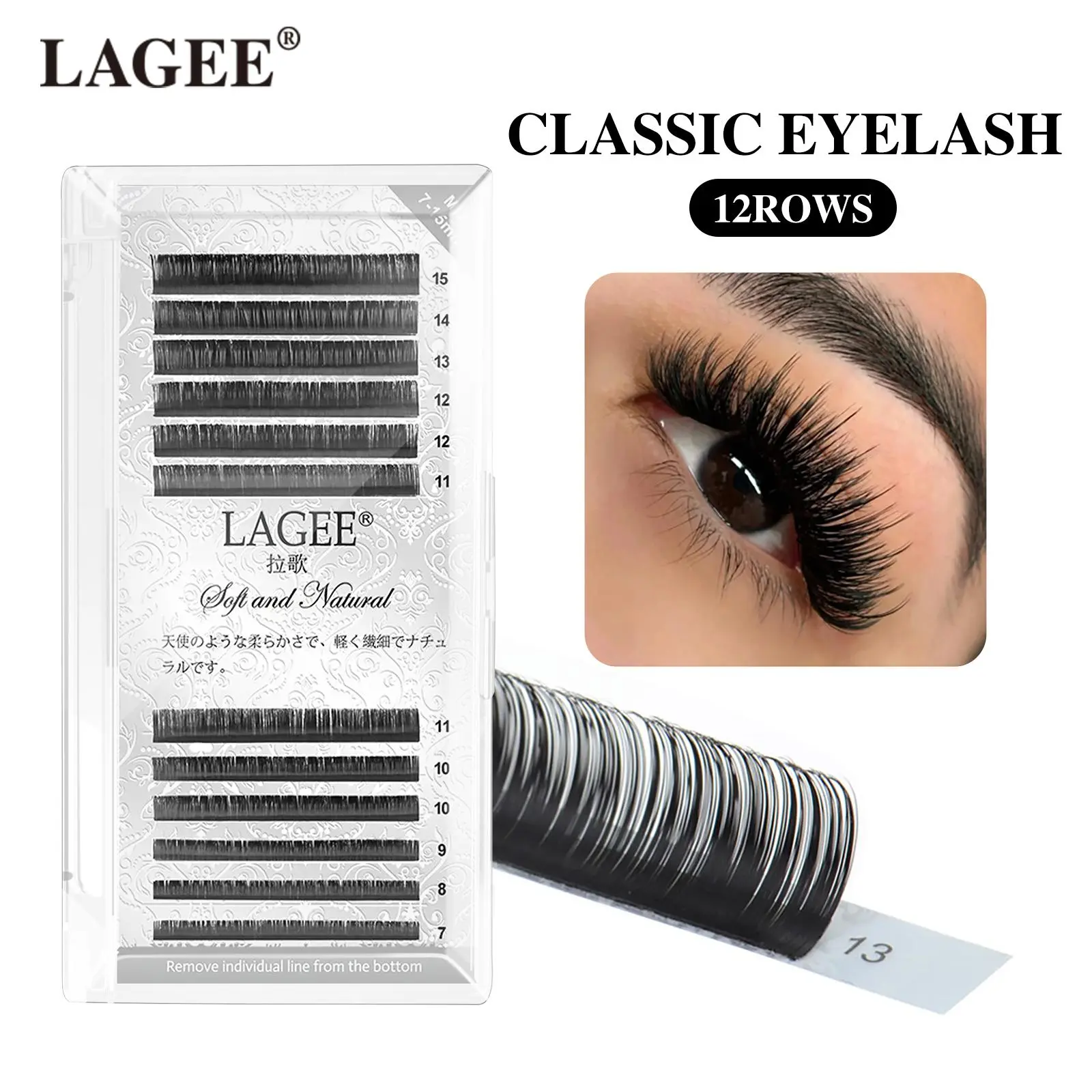 LAGEE Individual Classic Eyelashes 7-15mm Mix Premium 12lines Mink Eyelash Extension Black Lashes Extensions Soft from NAGARAKU