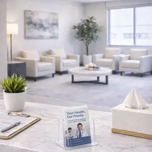 QPEY 2 Pack Acrylic Brochure Holder 4 inch, Clear Flyer Stand Magazine Display Plastic Literature Holder, Countertop Organizer for Paper, Pamphlet, Booklets, Menu, Journals (4")