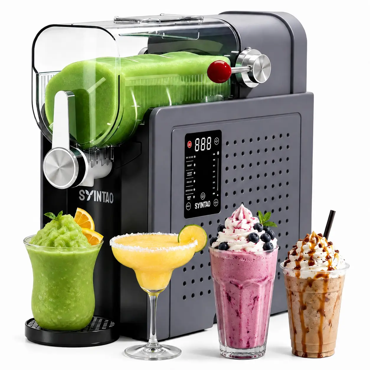 SYINTAO 6-in-1 Portable Slushie Machine - Ice-Free Mixing, 1-Touch Cleaning Technology, Ice Cream Mode, Smoothie Function, Household Kitchen Specialty Appliance