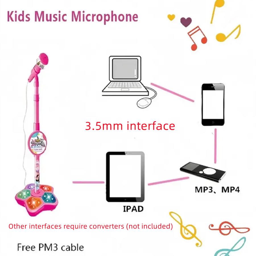 Kpop Microphone Toy, Guitar Toy, K-pop Karaoke Machine Toy with Light, Singing Machine Toy, Fun Music Toy for Kids, Birthday Gift for Girls, Perfect Birthday Gift for children Aged 3-8