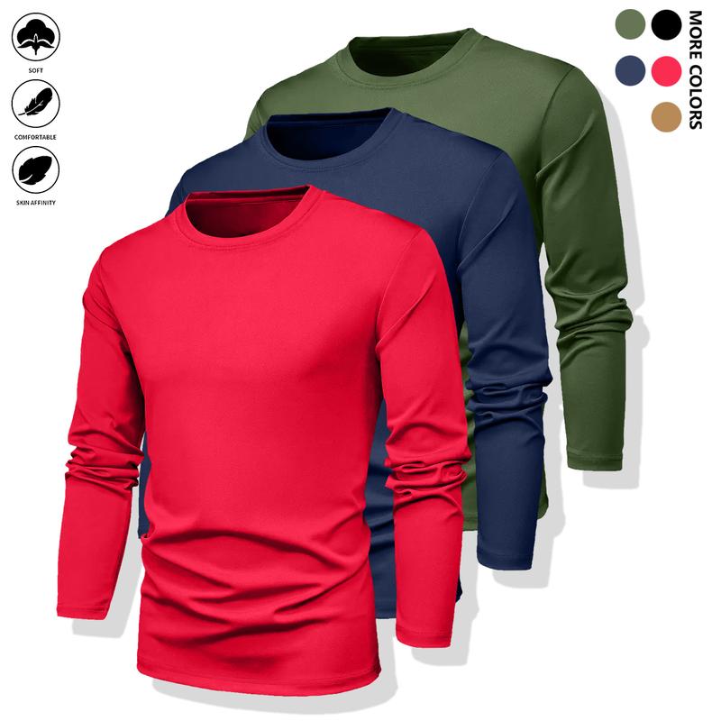 Men’s Long Sleeve T-Shirts – Quick-Dry Gym Shirts with Moisture-Wicking Fabric, Color Options for Workouts, Running, Casual Wear – Breathable Athletic Tops for Active Lifestyles, Workout Shirts, Running Gear, Round Neckline, Stretchy Material