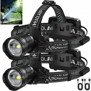 Rechargeable Headlamp(1PCS) , Bright Head Lamp, 90 °   Angle Head Lights for Forehead, Adjustable Focus Headlight, 4Mode LED Headlamp Rechargeable, Headlamps for Adults Hard Hat Camping Hiking