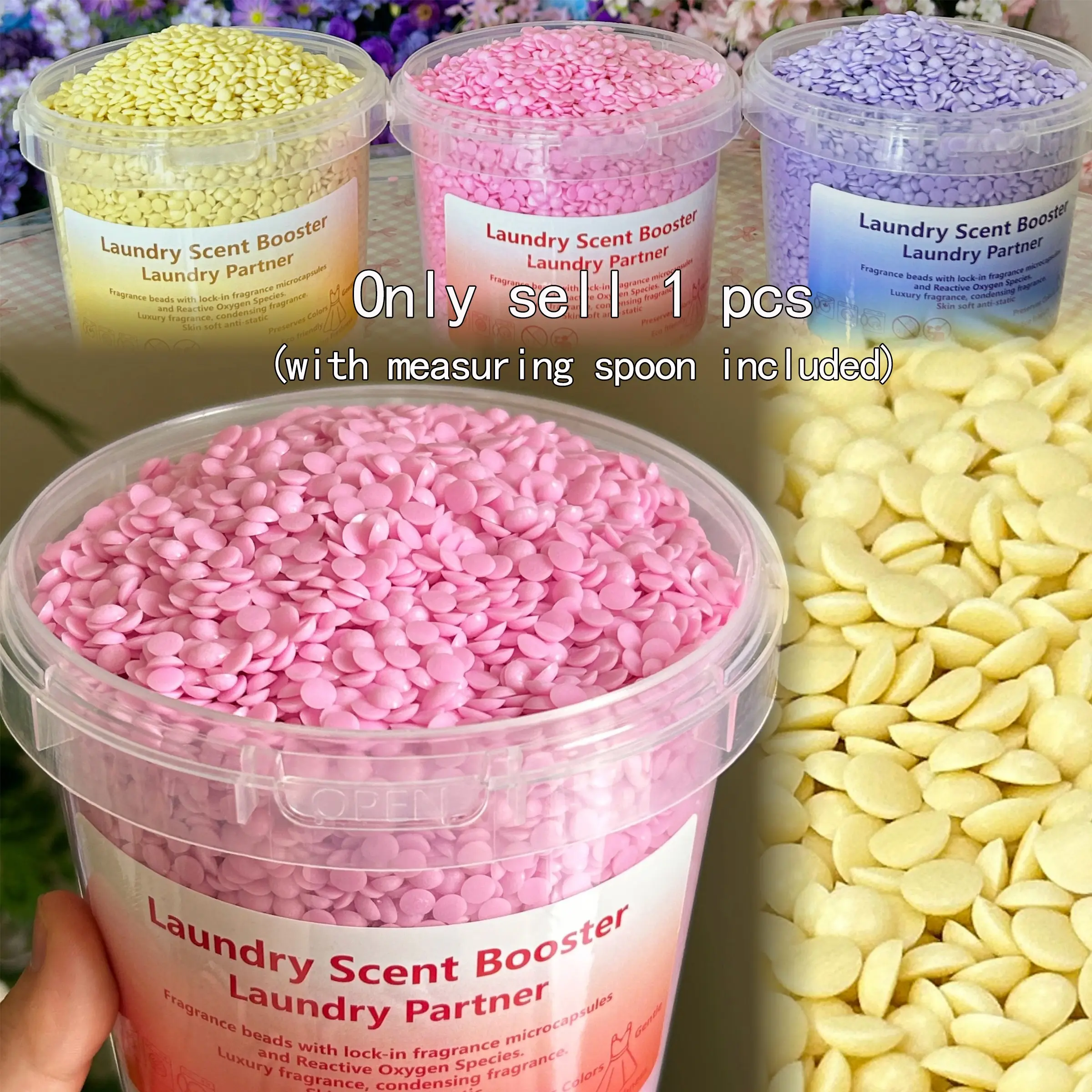 Fabric Softener, Fabric Scent Booster, Laundry Fragrance Enhancer, Long-lasting Laundry Pods, Microcapsule Scent Lock, Soft Clothes, Captivating Fragrance, 900g/Bucket, Measuring Spoon Included, Softening, Scenting, Antibacterial, Odor Removal