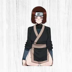 Anime Ninja Girl Sticker – Japanese Shinobi Waifu Vinyl Decal for Laptop, Water Bottle, Anime Art Sticker