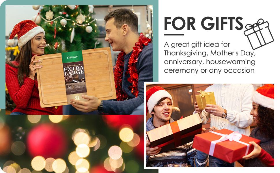 [Mom's Pick]Extra Large Kikcoin Bamboo Cutting Board with Handle,Stovetop Cover,Juice Groove,Wooden Chopping Board,Serving Tray,Cutting Board Table Kitchen Knives Kitchenware Oil