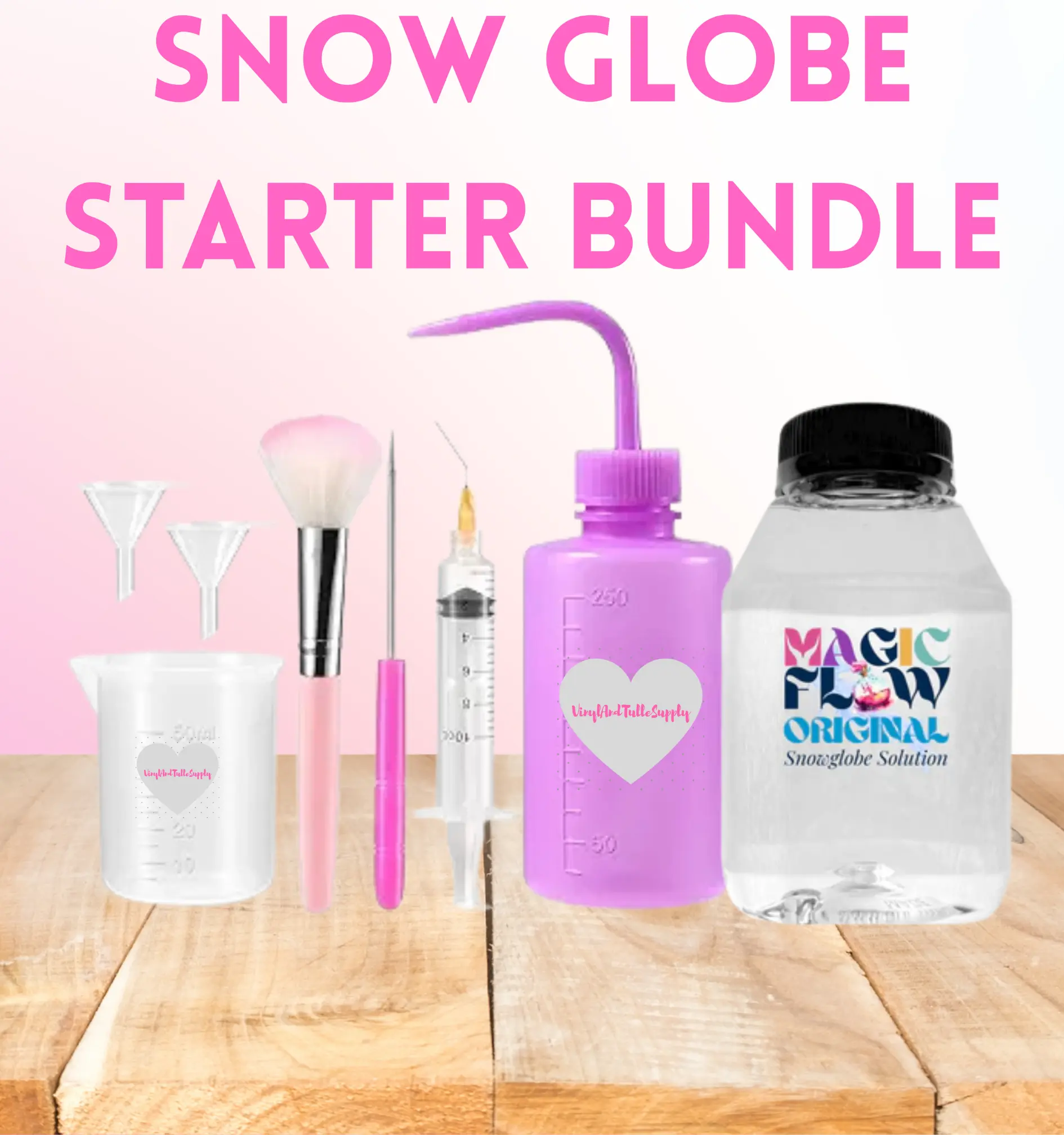 Magic Flow Original 8oz Snowglobe Tumbler Beginner Starter Bundle - Kitchenware Drinkware Creative Crafts Kit with Glitter Sensory Bottle (for sensory bottle use), Cup, Magical Effect, Syringe Precise Add Tool