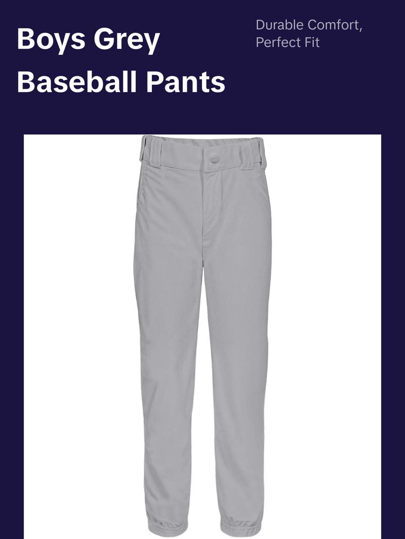 Penveer Pull-Up Youth Baseball Pants, Quarter Open Fly Boys Baseball Pants with Durable Snap & Elastic Bottom, T Ball Pants - (Grey) Penveer Pull-Up Youth Baseball Pants, Quarter Open Fly Boys Baseball Pants with Durable Snap & Elastic Bottom, T Ball Pants - (Grey)