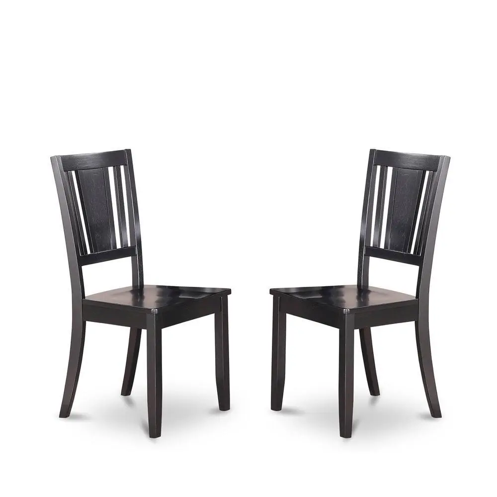Traditional High Back Armless Solid Wood Dining Chairs - Elegant Black, Classic Design, Set of 2