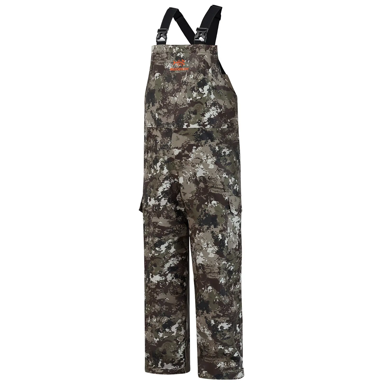 BASSDASH Men’s Waterproof Fishing Bibs Stain Resistant Rain Pants Adjustable Lightweight Pu-Coated Workwear Overalls