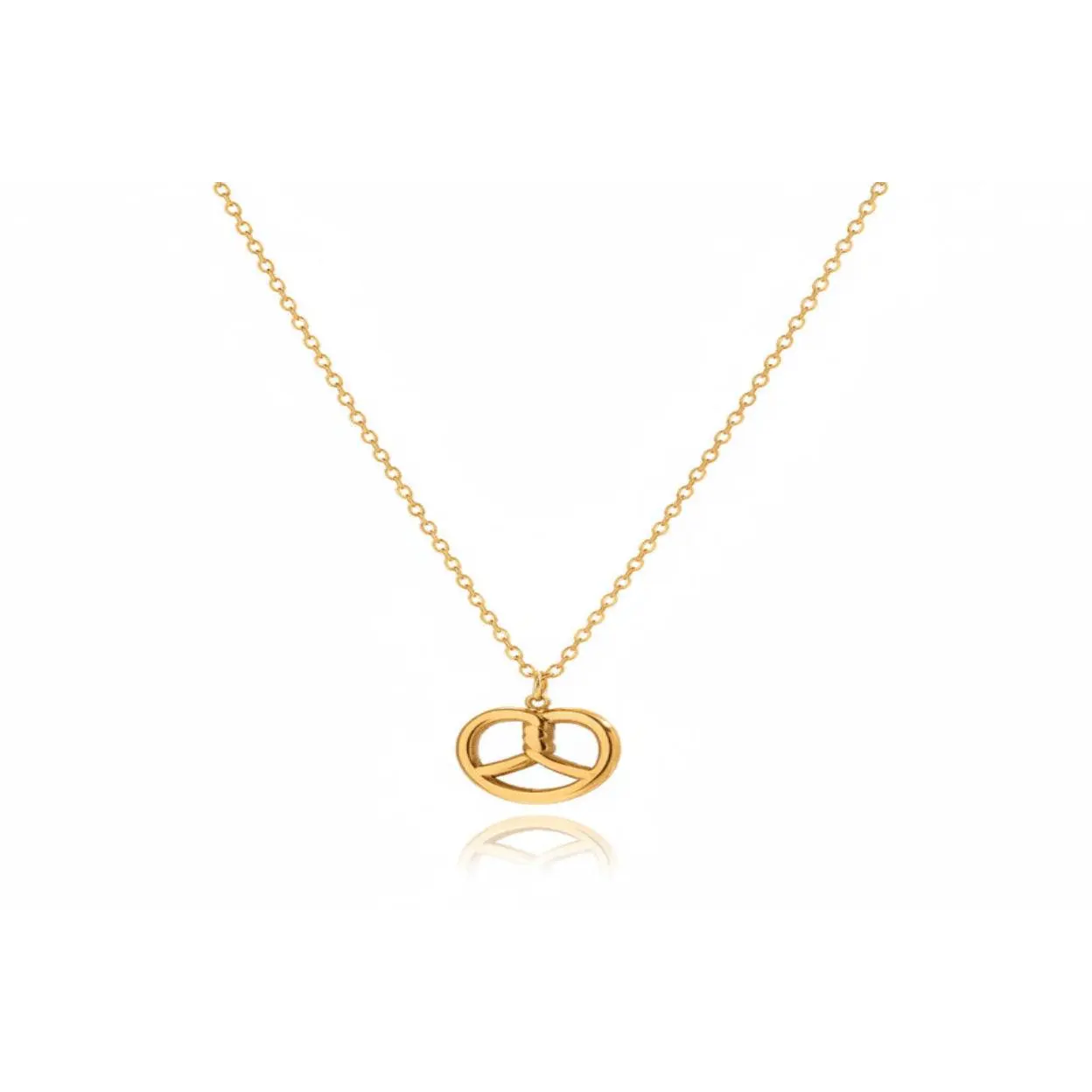 18K Gold Plated Stainless Steel Necklace Fun Food Croissant Pretzel Heart Pendant Necklace