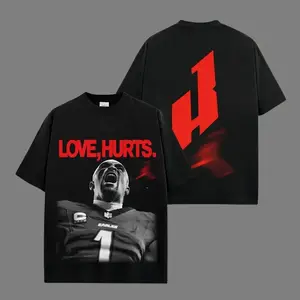 Love Hurts - Jalen Hurts 1 Heavyweight 100% Cotton T-Shirt, Hurts So Good Fans Shirt, Eagles Fans Shirt, Philly Football Shirt, Game Day Outfits, Gift For Football Fans