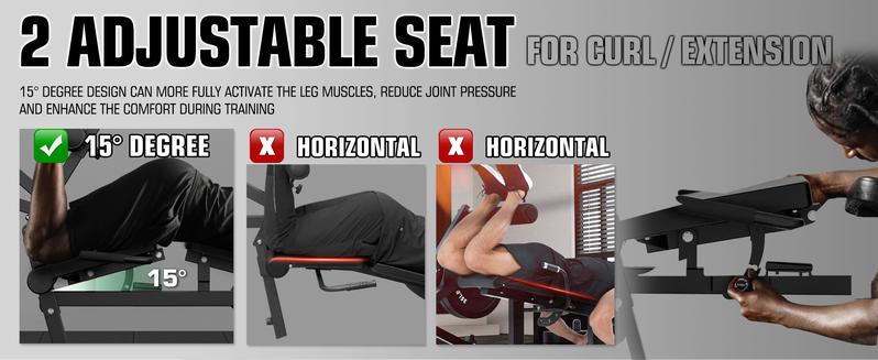 MIKOLO Leg Extension & Curl Machine, Adjustable Seated Leg Extension and Lying Leg Curl Equipment for Lower Body Workouts at Home Gym, 600LB Capacity Strength Training Accessory