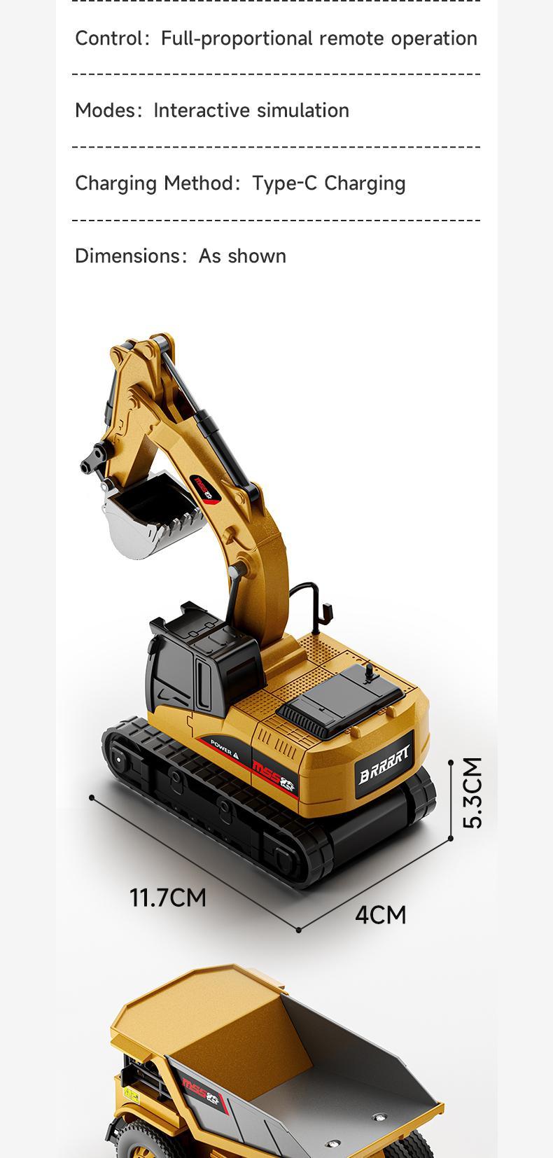 【Live Exclusive】BRRRRT 1/64 Mini Forklift Toy,Remote Control Excavator and Dump Truck Full Proportion Toy Set with Lights and Sounds for Adults Kids Boys and Girls RC Construction Vehicles