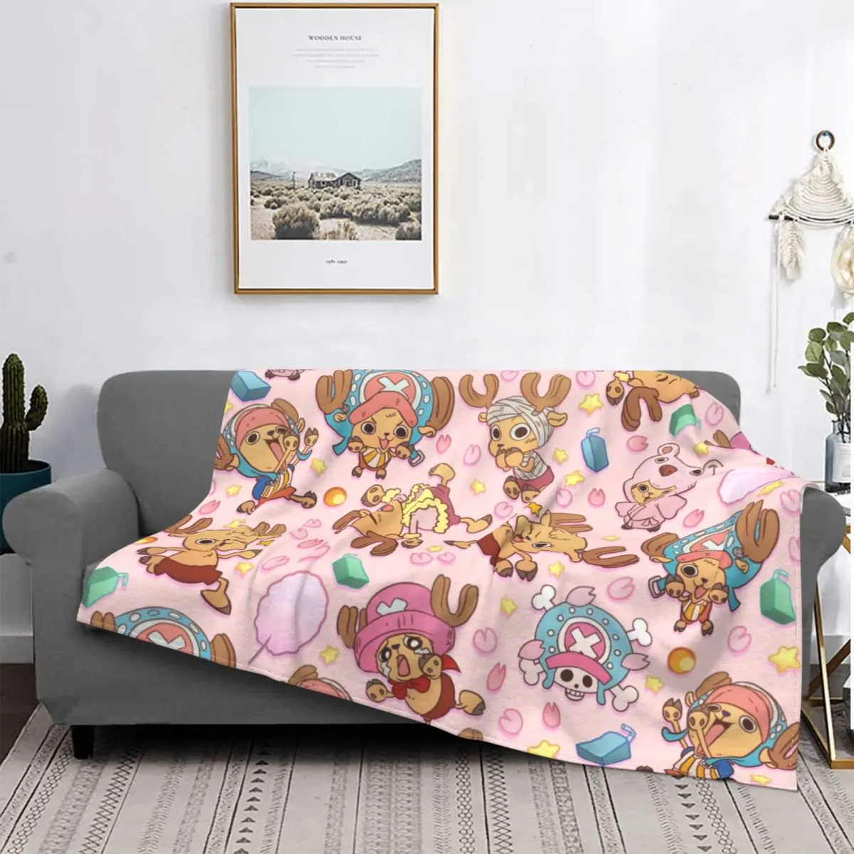 Aura Blankets TONY TONY Chopper! Blanket Flannel Spring Autumn Anime Multifunction Super Warm Throw Blanket for Bed Outdoor Bedspreads