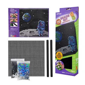 Earth Pixel Art Beads Kit, Mosaic Fuse Beads Craft Set for Beginners, DIY Grid Board Activity, Educational Toy, Creative Gift for Kids